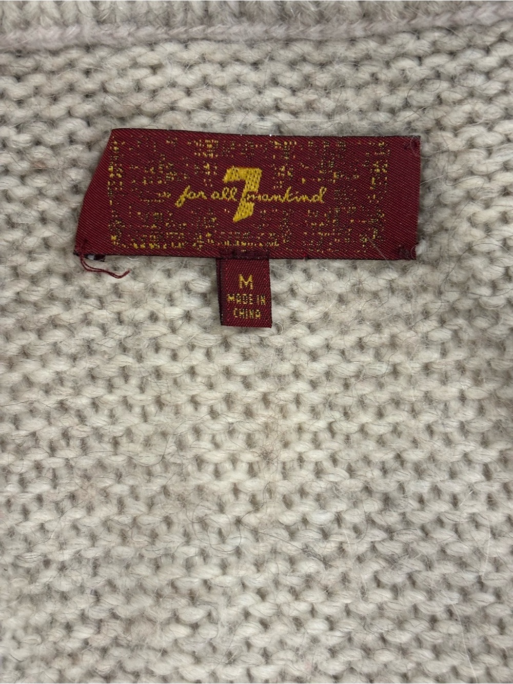 7 For All Mankind Cream Textured Knit Pullover Sweater